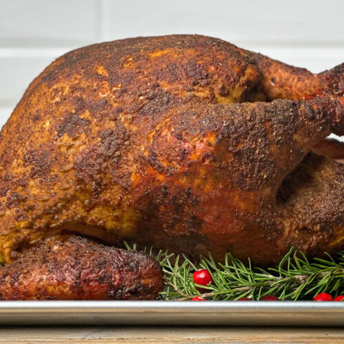 Smoked whole turkey plated