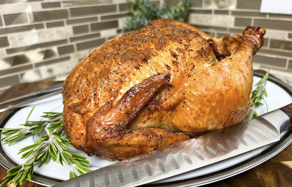 Whole smoked orange herb roasted chicken
