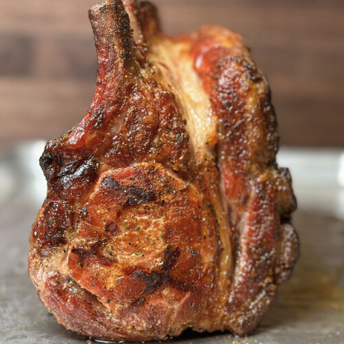 smoked rack of pork resting