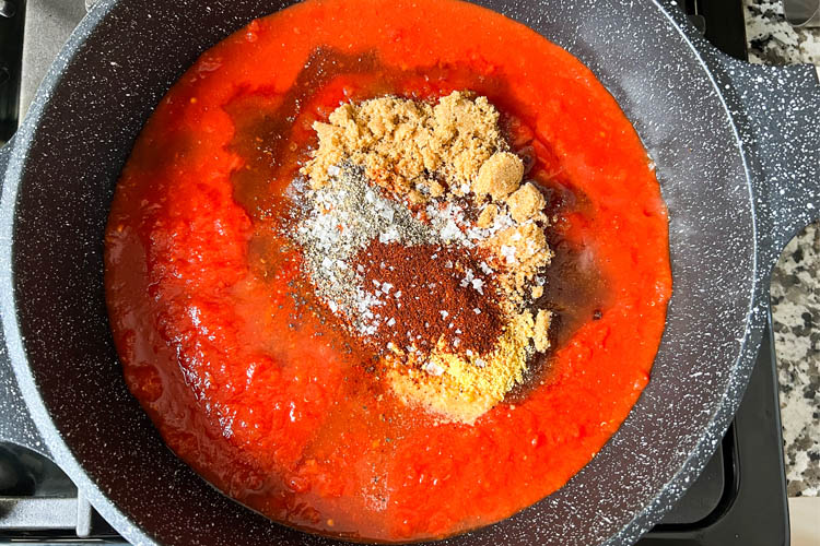 Kansas City sauce ingredients in a pot