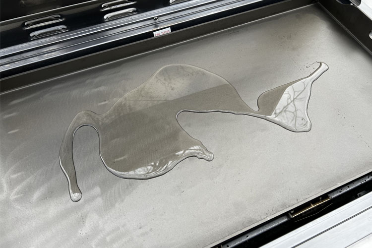 a pool of oil on the griddle