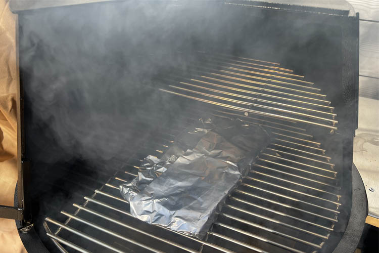 ribs in foil in smoker