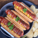 Bacon-wrapped hot dogs