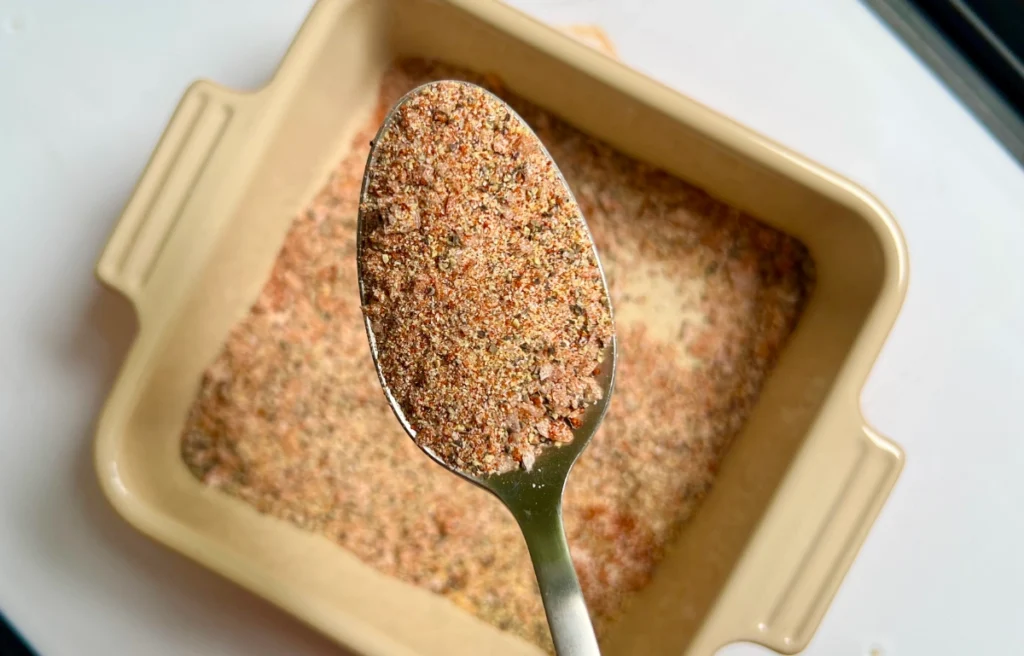 cedar plank salmon seasoning on a spoon