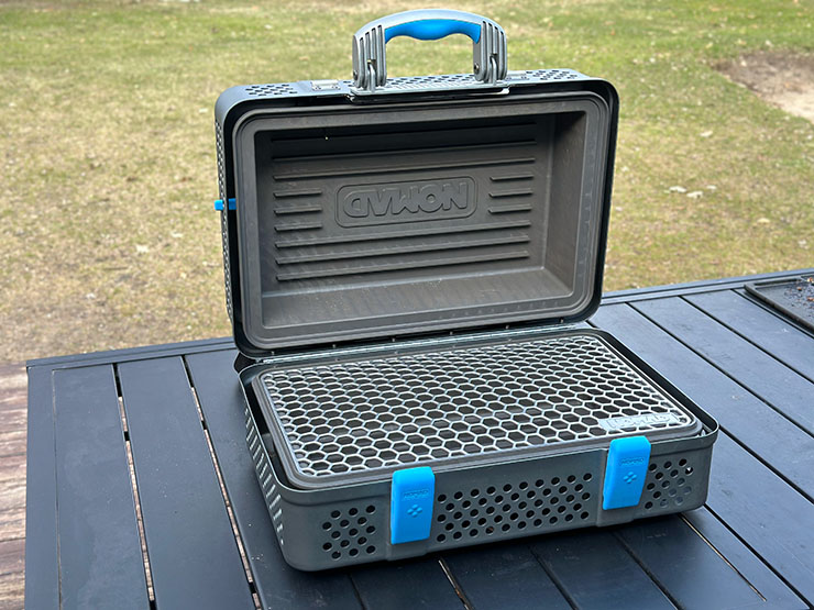 a side view of the Nomad Grill and Smoker