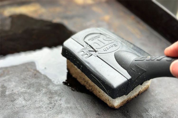 oil on the griddle and a grill stone