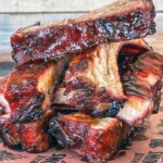 321 smoked pork ribs on a butcher paper