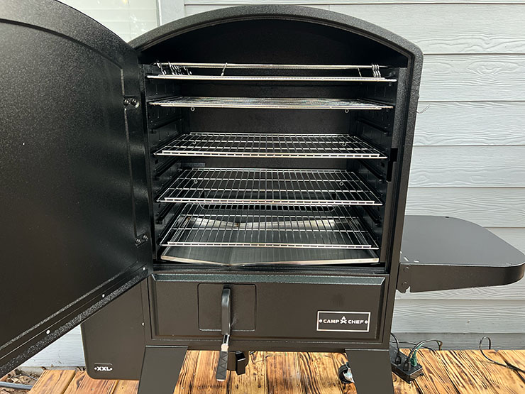 Camp Chef XXL Pro pellet grill with an open door