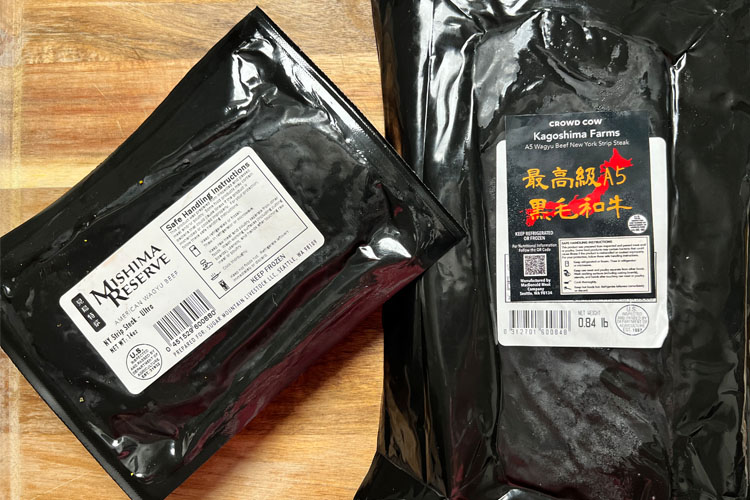 two packets of wagyu from crowd cow
