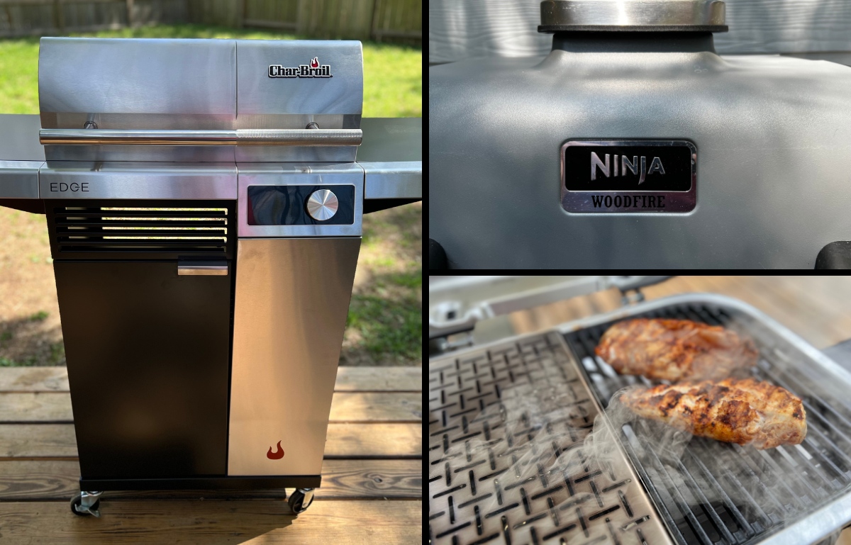 collage of the best electric grills including the char-broil edge and weber lumin