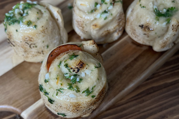 cooked pepperoni pizza scrolls