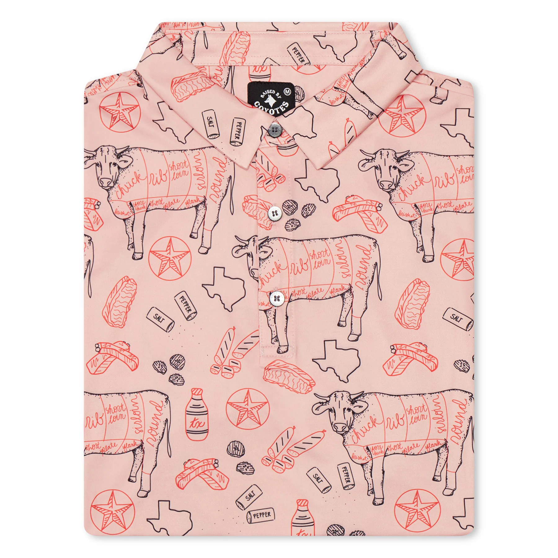 Texas BBQ Golf Polo Raised by Coyotes