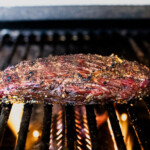reverse seared teres major steak on the grill