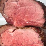 smoked prime rib roast close up shot