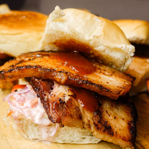 smoked pork belly slider
