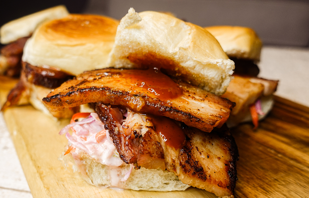 smoked pork belly slider