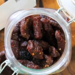 smoked beef jerky in a glass jar
