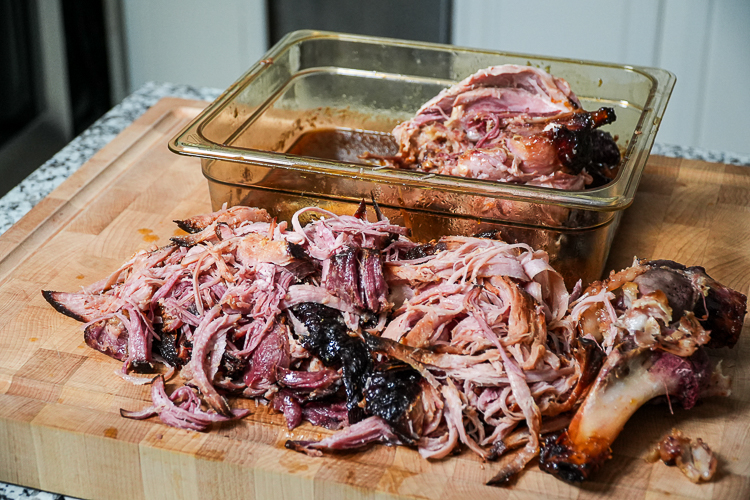 shredded smoked ham with peach glaze