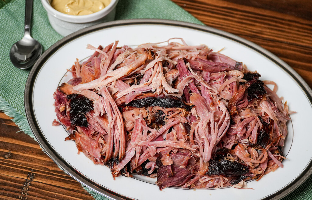 Smoked Pulled Ham with Peach Glaze