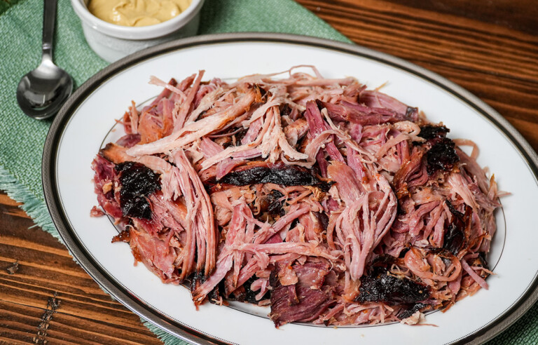 Smoked Pulled Ham with Peach Glaze