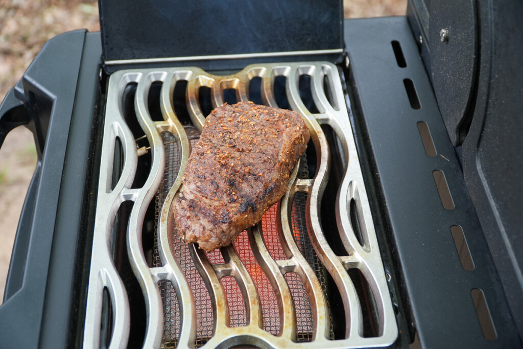 searing steak on infrared grill 1 minute in