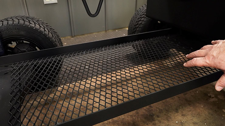 Lone Star Grillz offset smoker bottom storage shelf