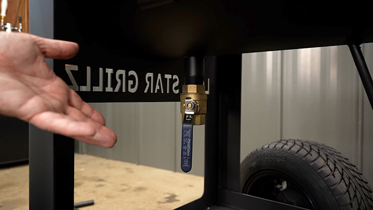Brass ball valve on the Lone Star Grillz offset smoker