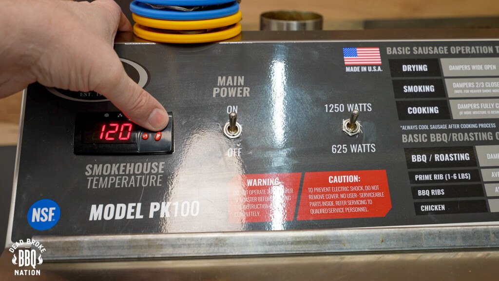 setting up the smoker temperature