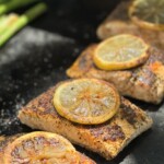 salmon fillets on a Blackstone griddle