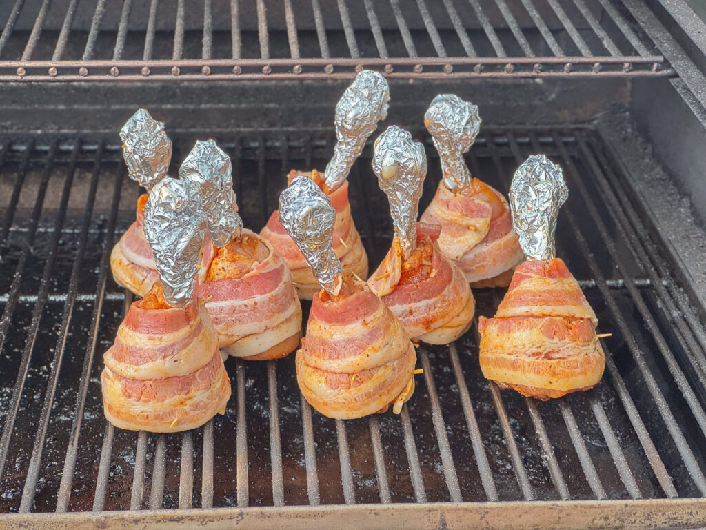 raw lollipop chicen on the smoker