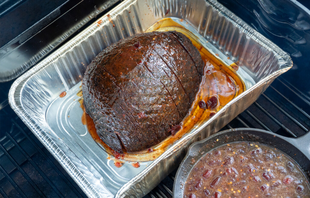 ham and cranberry glaze in the smoker