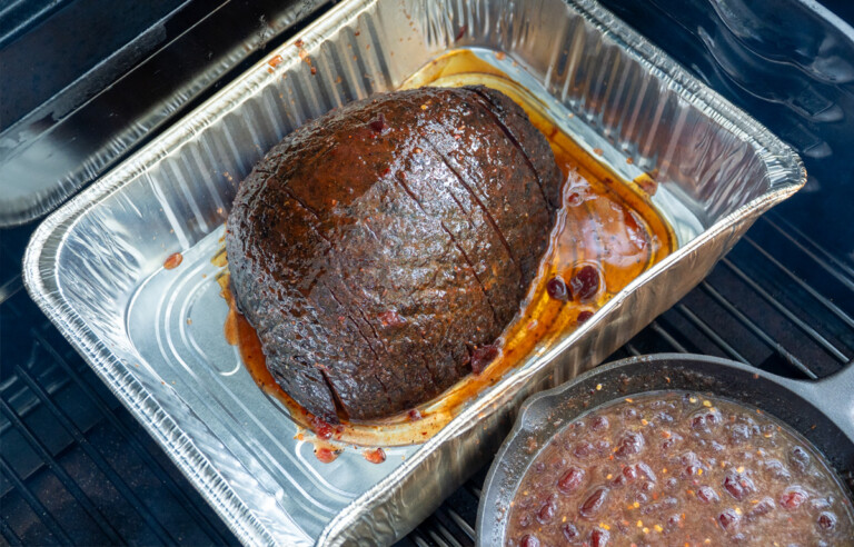 ham and cranberry glaze in the smoker