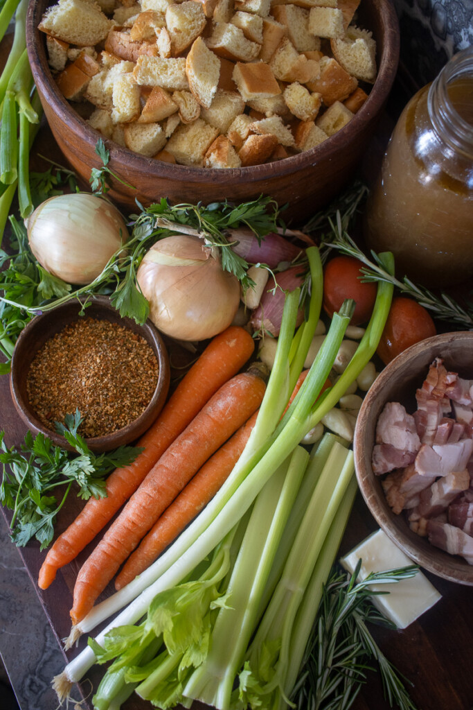 ingredients for stuffing laid out