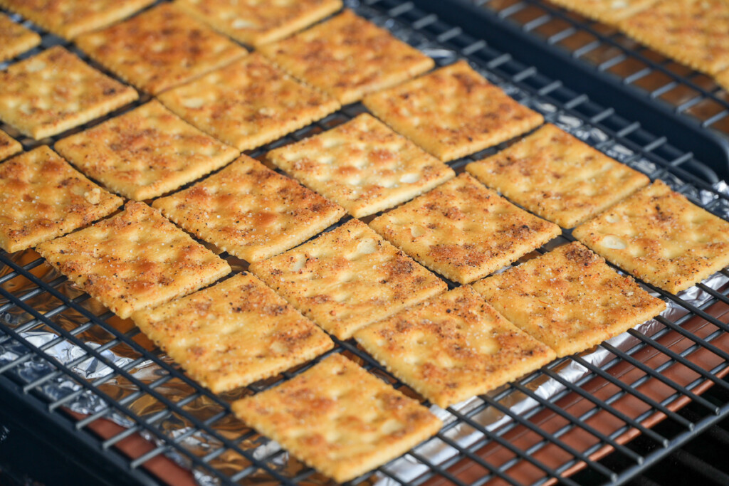 crackers on a wire rack