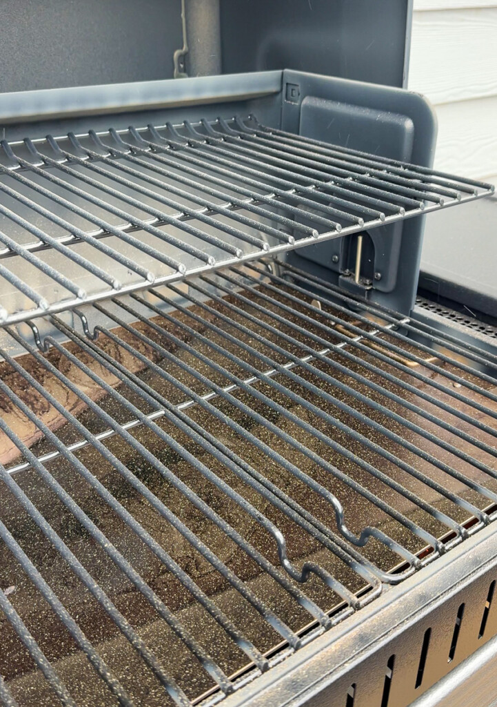 Interior view of the Woodridge Pro cooking chamber with two-tier cooking grates.