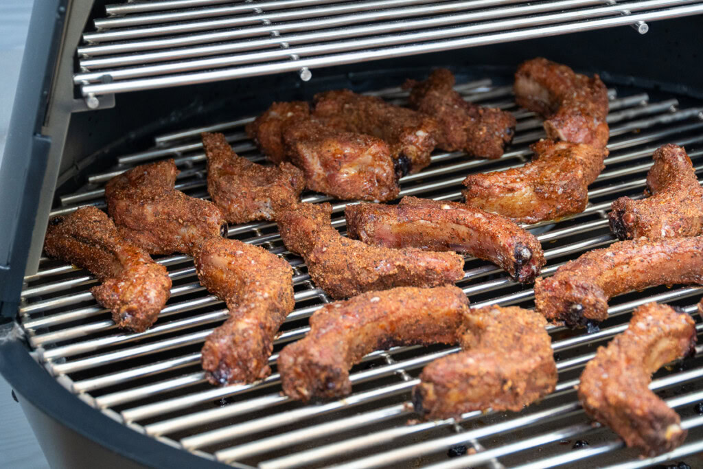 cooked party ribs on the smoker