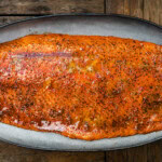 smoked salmon on a pellet grill with maple glaze