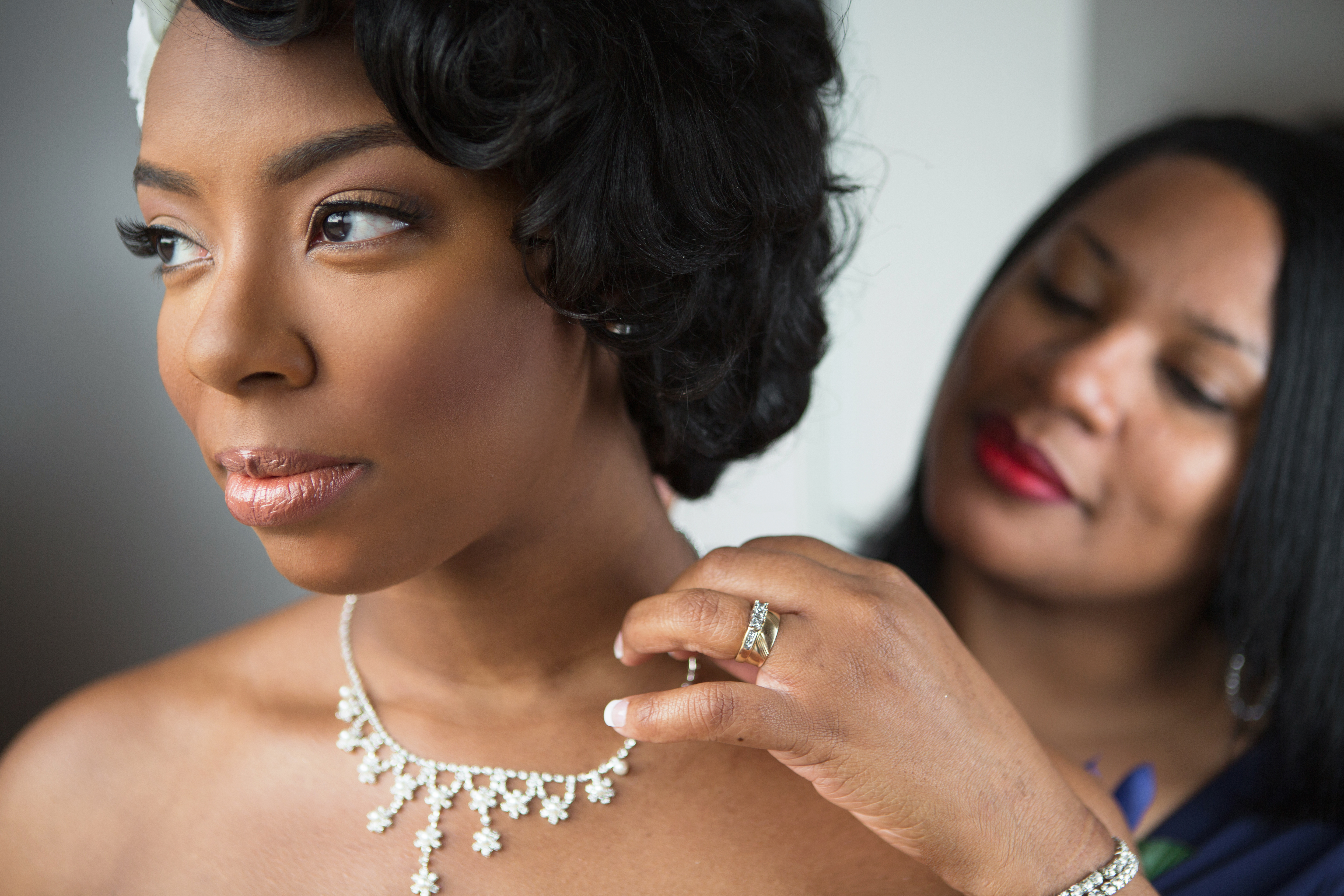 Bride and mother on her wedding day