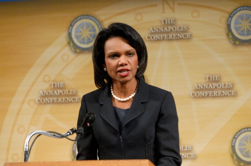 Secretary of State Condoleezza Rice makes a closing...