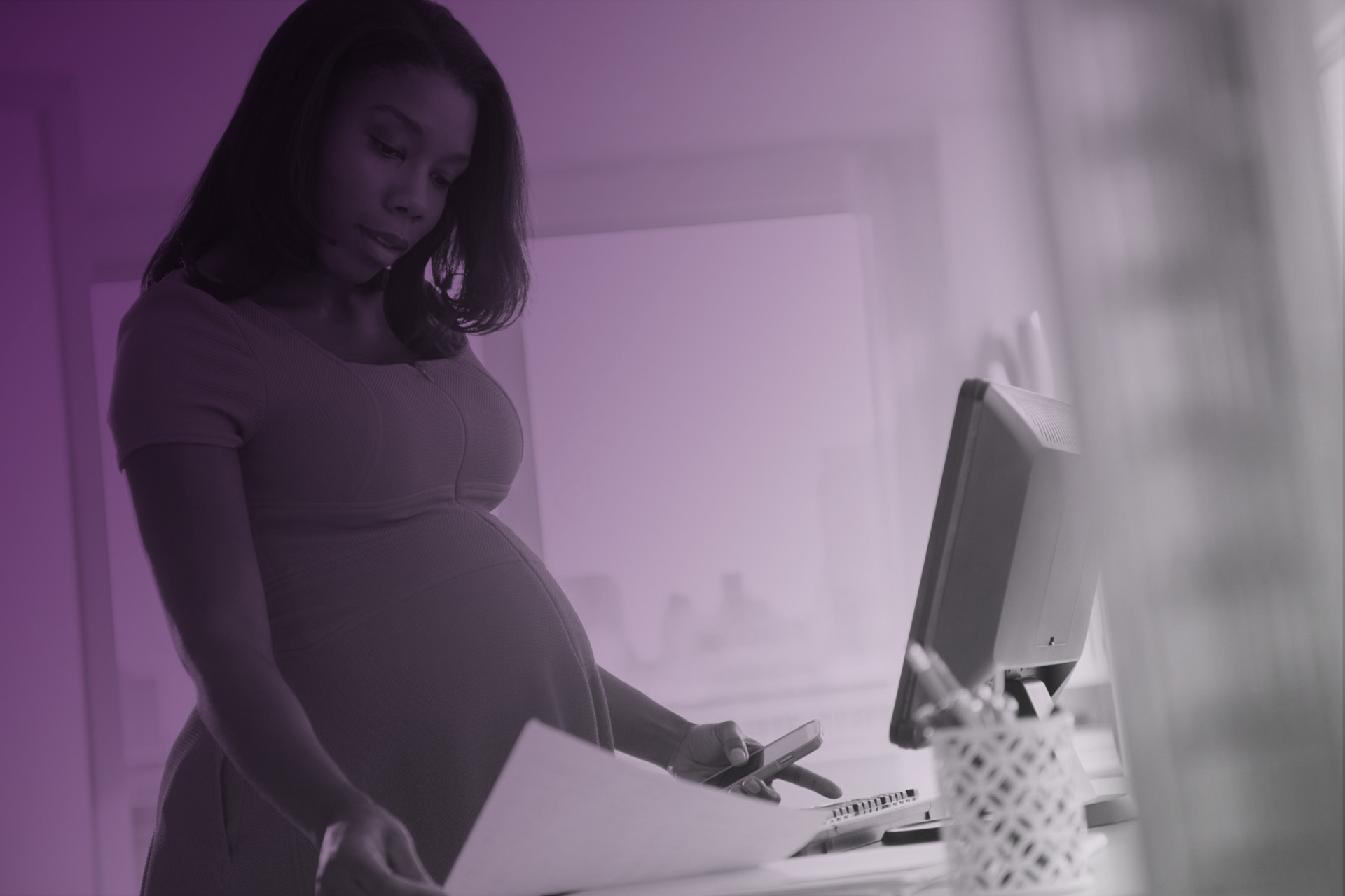 Pregnant woman working