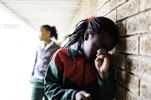 Portrait of a bullied school girl