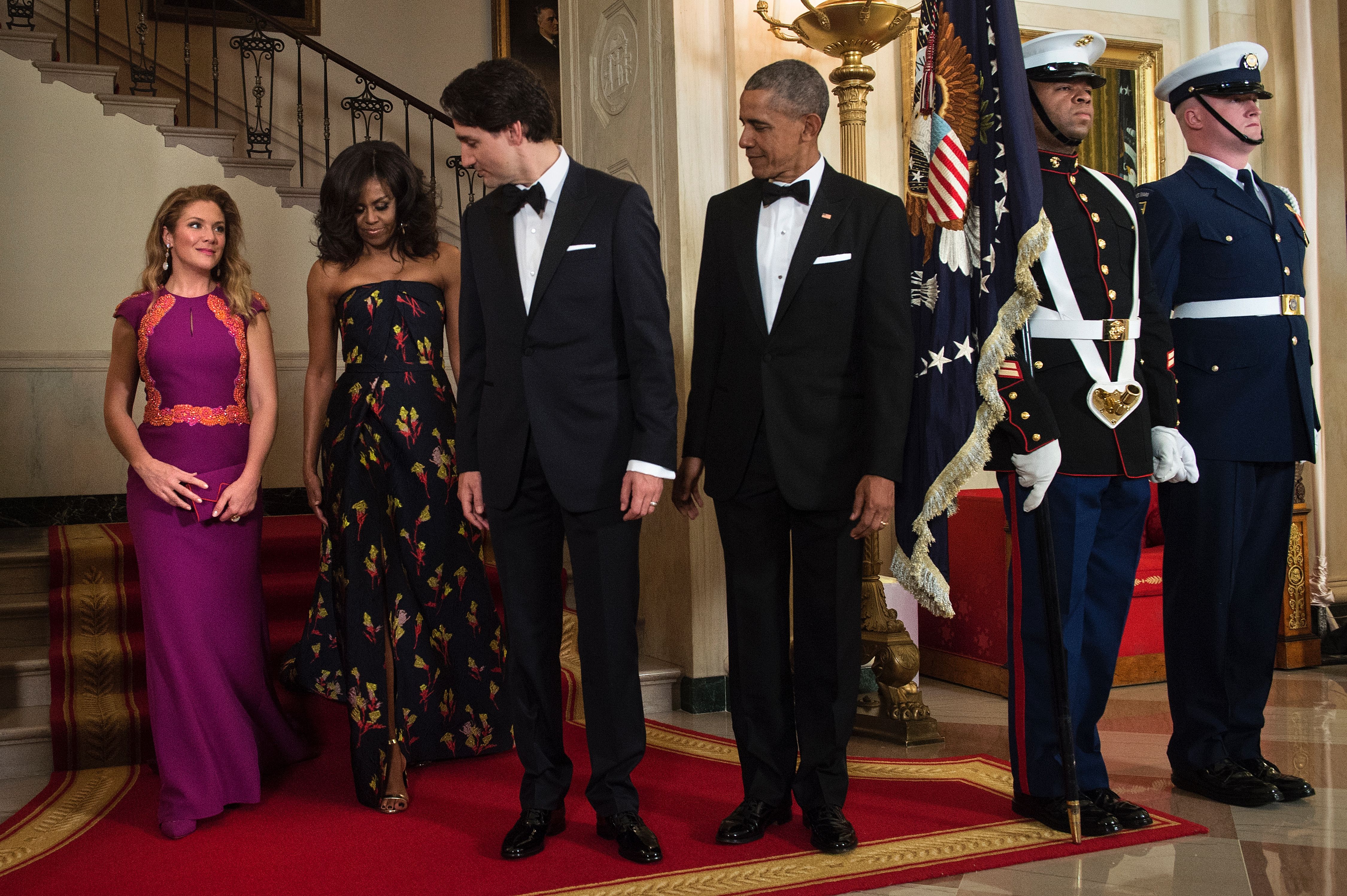 Our Fly POTUS and Canadian Prime Minster Gaze At Their Beautiful Wives