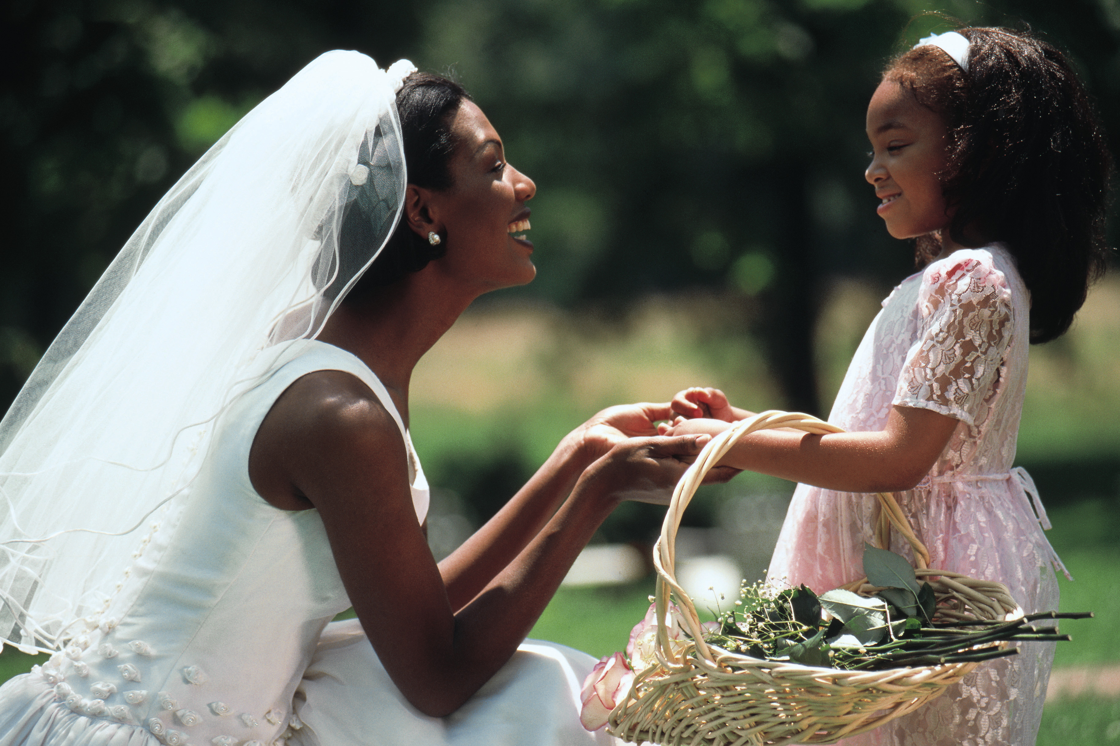 Bride with flower girl