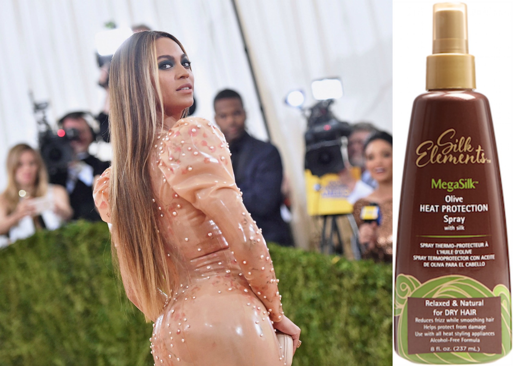 Protect Your Straight 'Do With Silk Elements™ Mega Silk Olive Heat Protection Spray