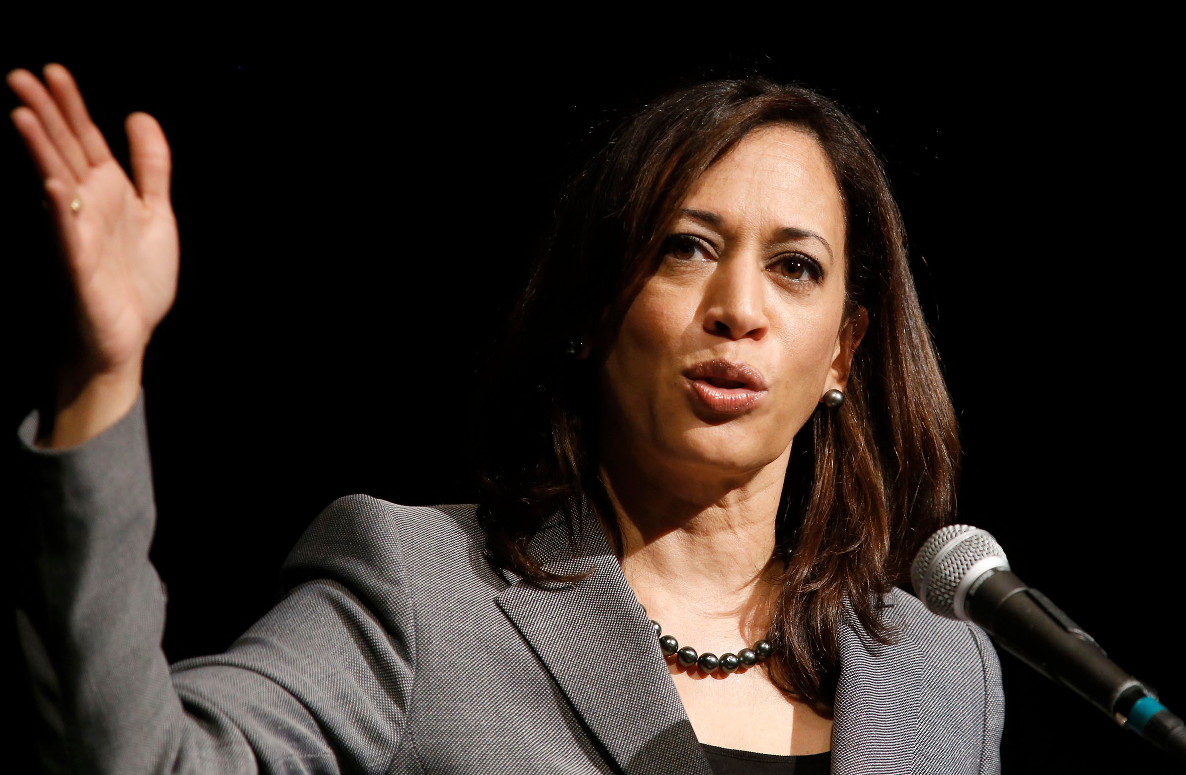 LOS ANGELES, CALIFORNIA - JANUARY 30, 2015: California Attorney General Kamala Harris speaks at Aker