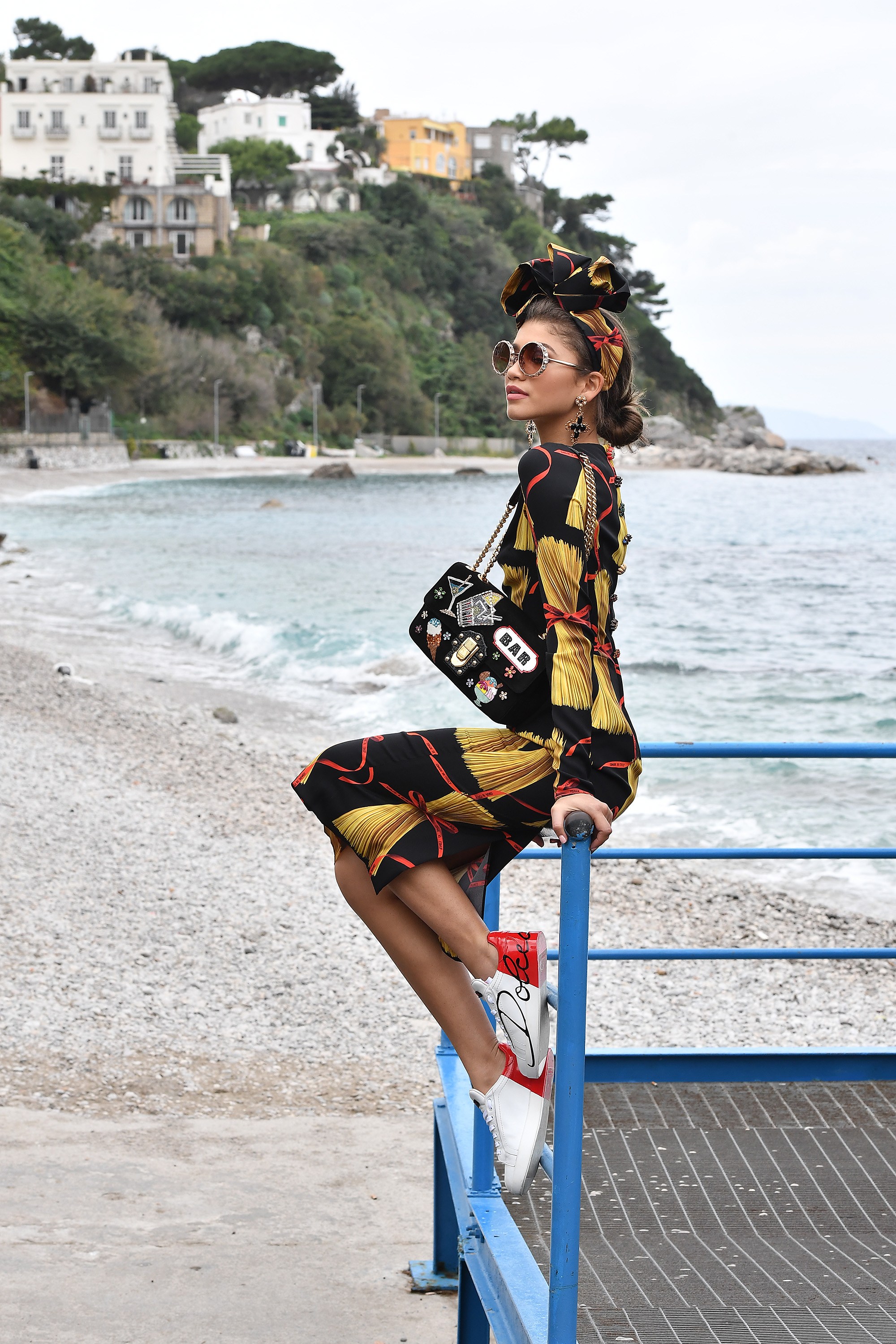 Celebrities In Capri For The Dolce&Gabbana Summer 2017 #DGMillennials Advertising Campaign Shooting