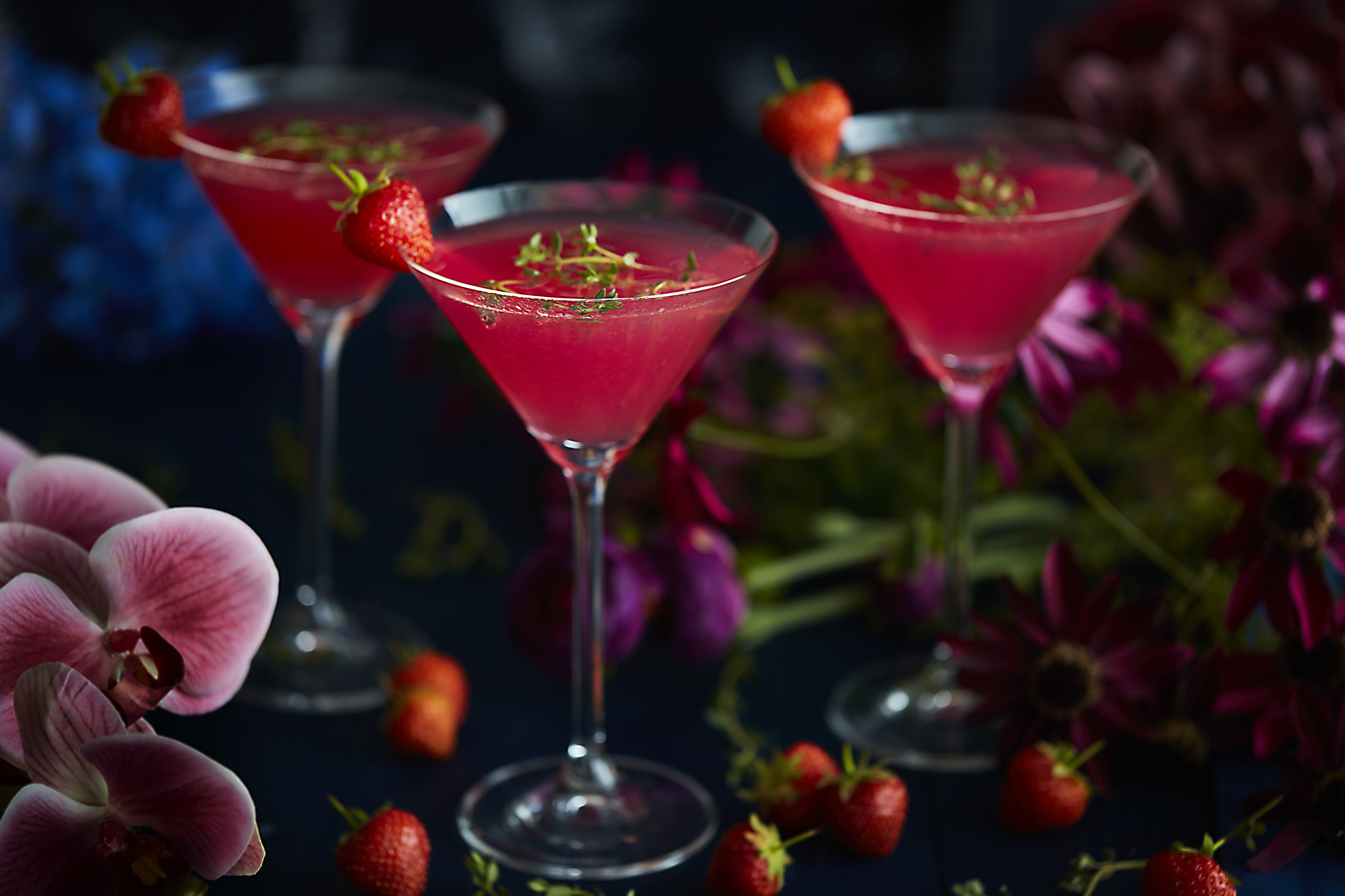 Cocktails in martini glass