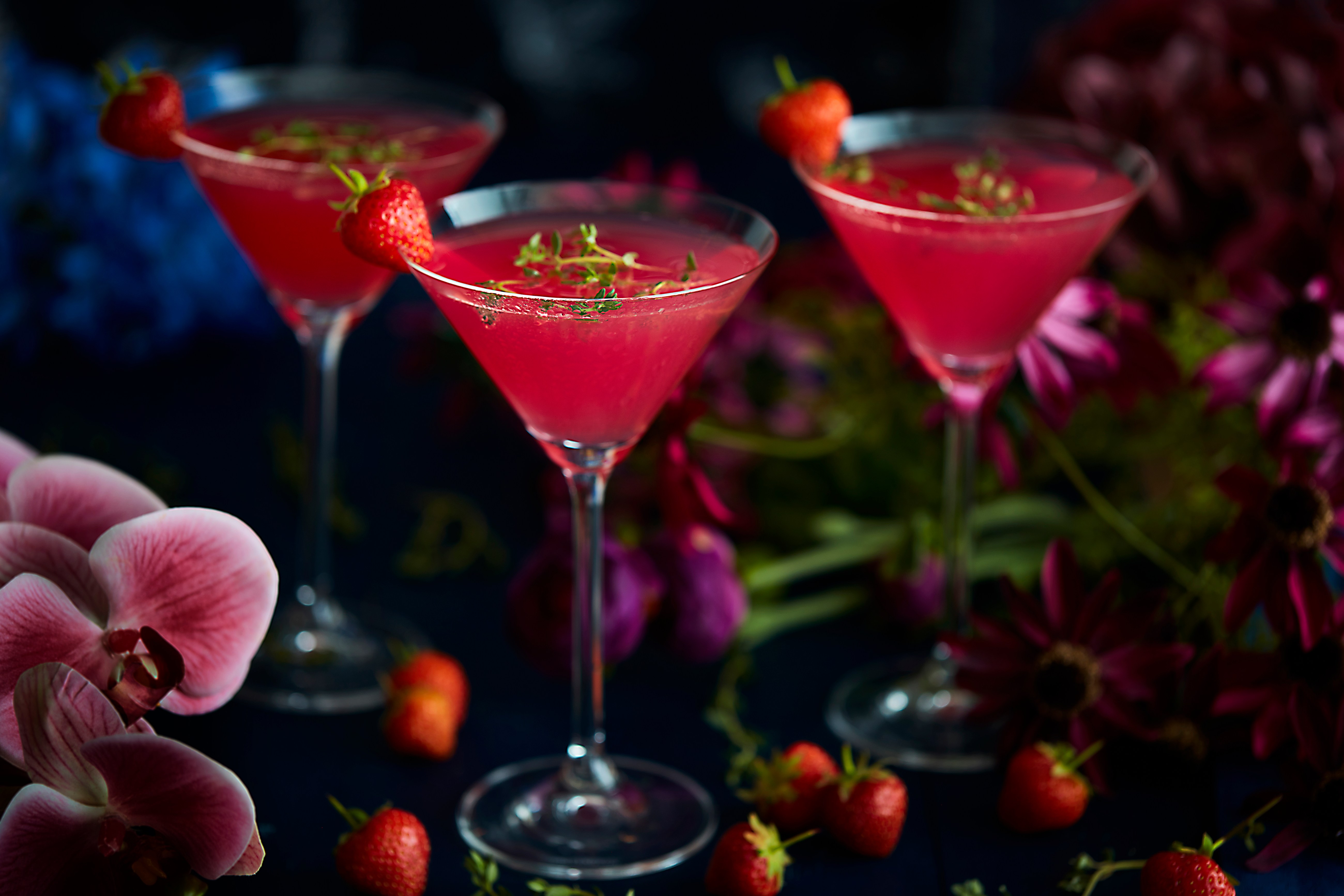 Cocktails in martini glass