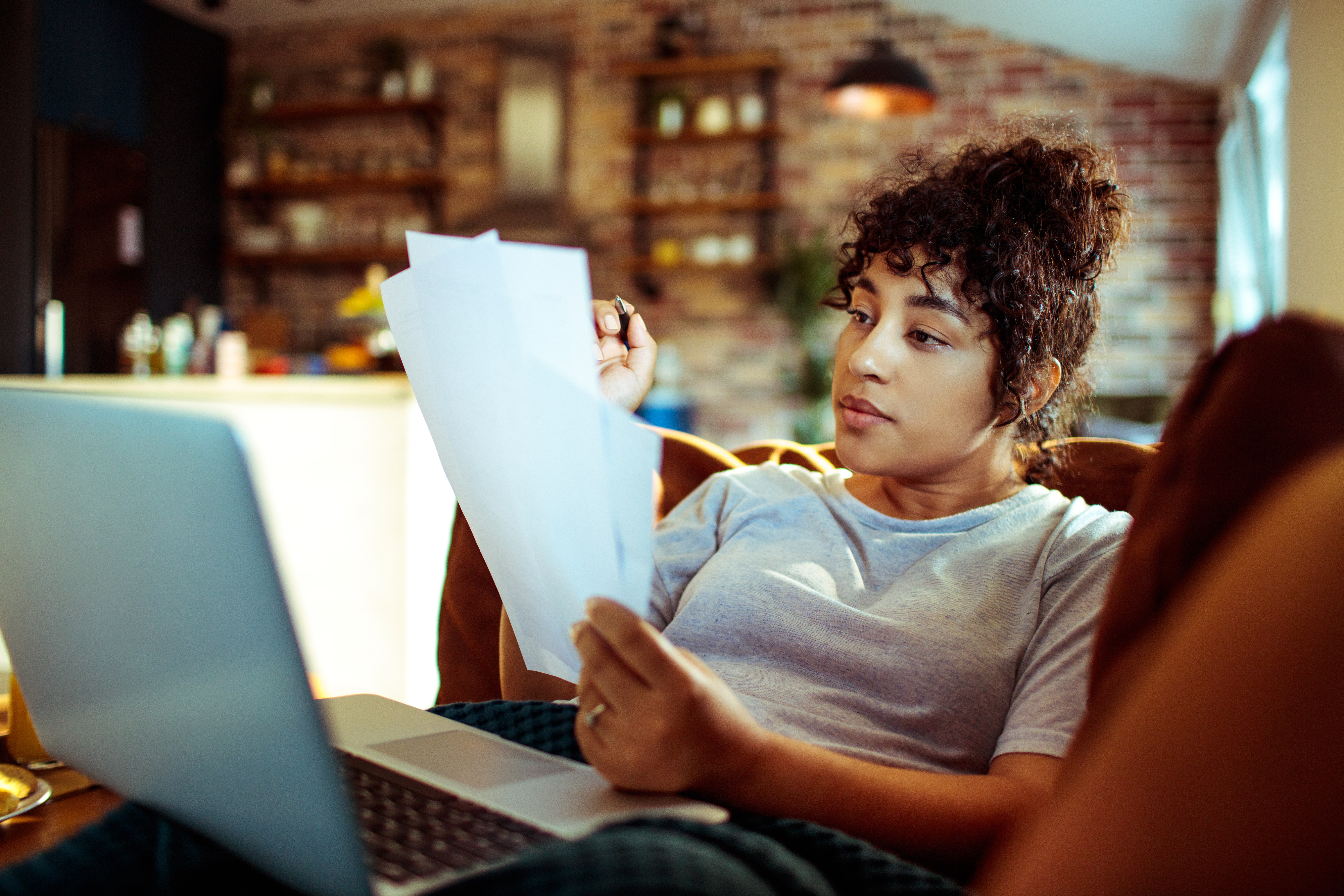 Woman doing bills