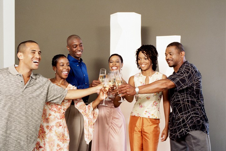 Group Toasting Champagne at a Party